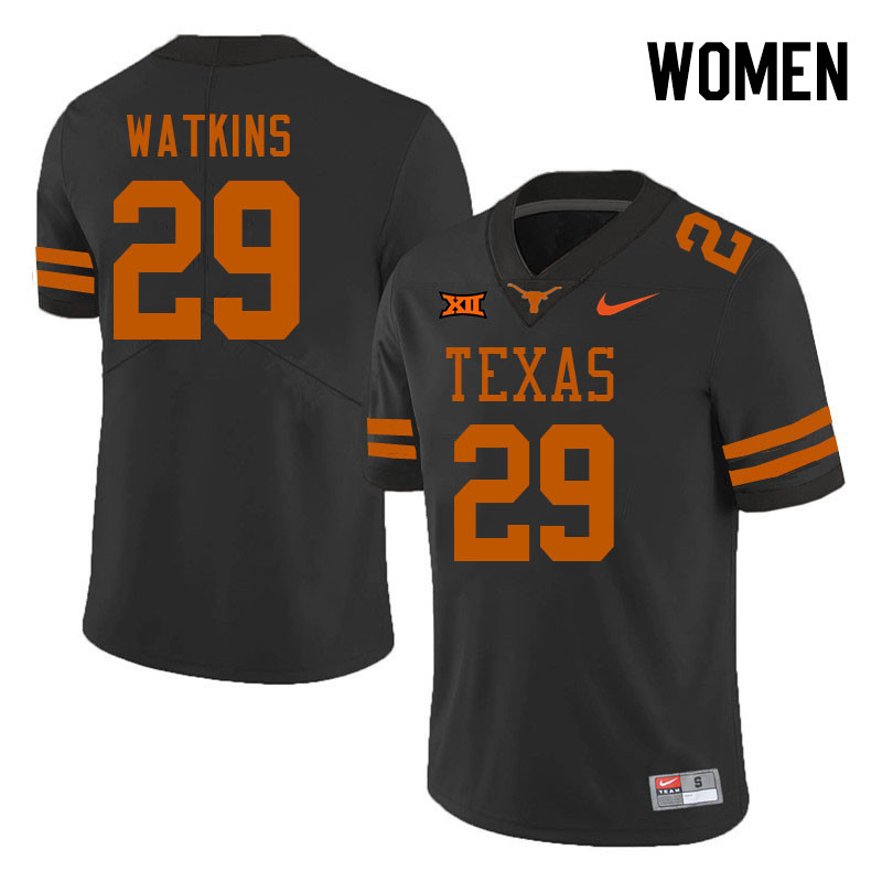 Women #29 Reid Watkins Texas Longhorns College Football Jerseys Stitched-Black